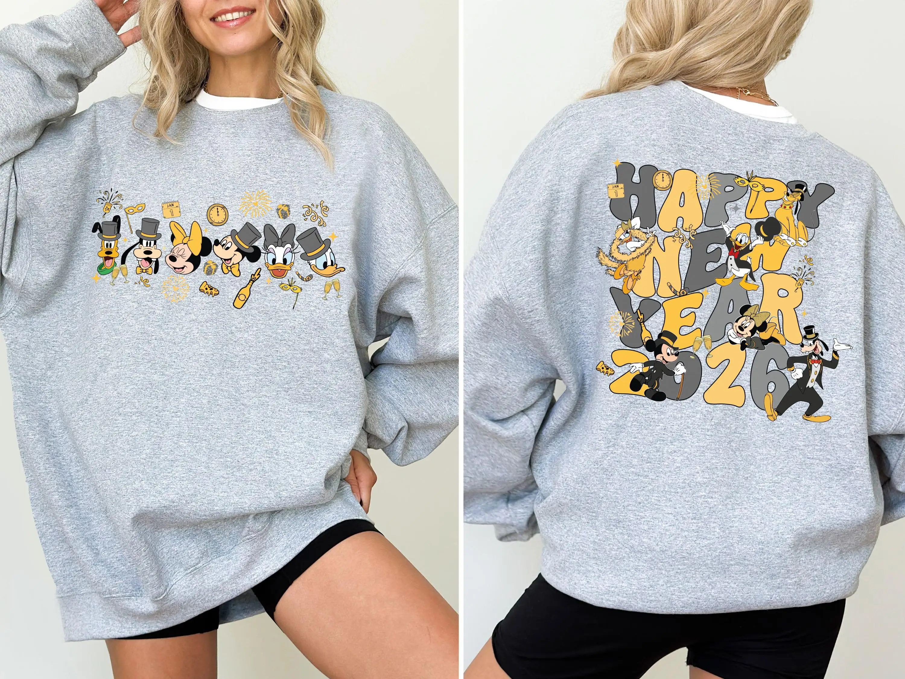 Feliz Año Nuevo en Disney Mickey y sus amigos sudaderas con capucha Times Square 2026 bola de cristal Nochevieja Lunar, 2026 eventos de celebración