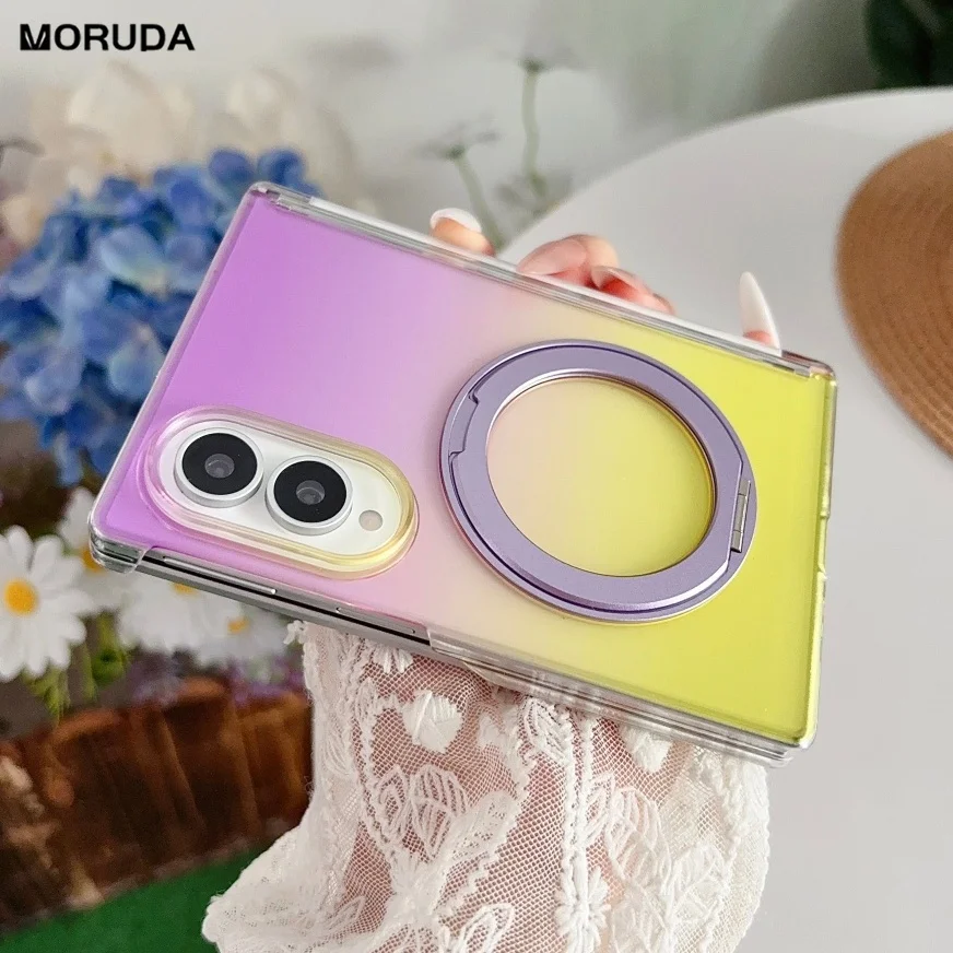 Gradient für Magsafe Farbkontrast-Hülle für Samsung Galaxy Z Fold 8 Ultra 5 6 7 Zfold 360° Drehbare Halterung Mattierte Abdeckung