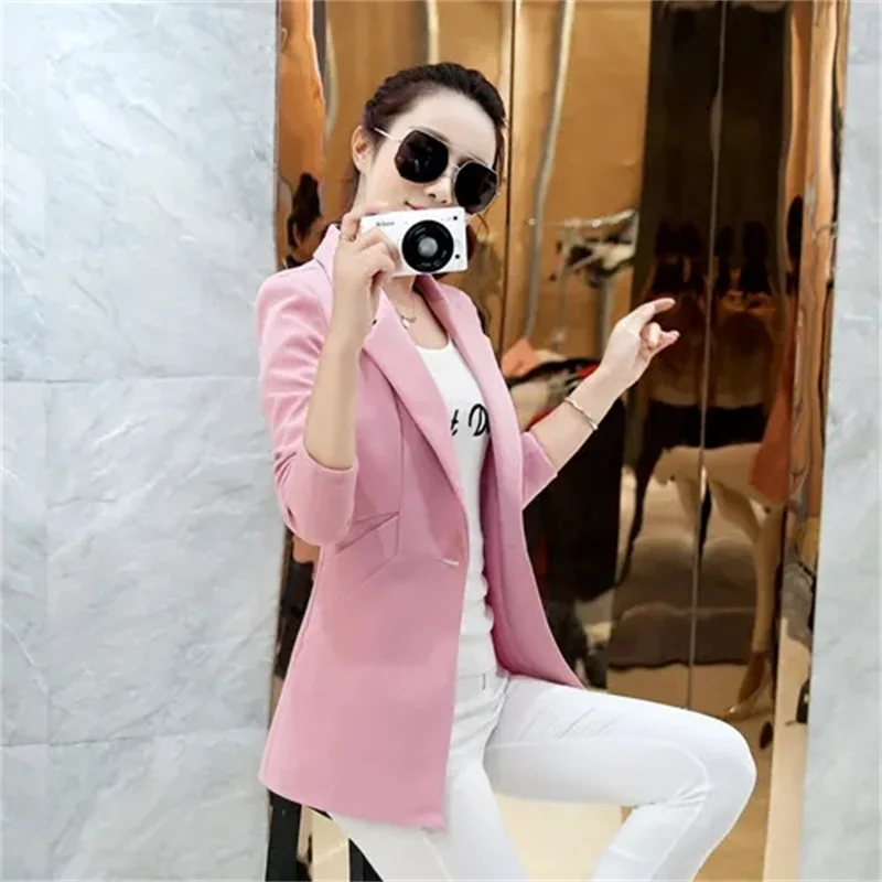 سترة نسائية للمكتب ملابس خارجية أنيقة بأكمام طويلة ملابس عمل أنيقة للسيدات بدلة وردية موضة الخريف الأفريقية #1