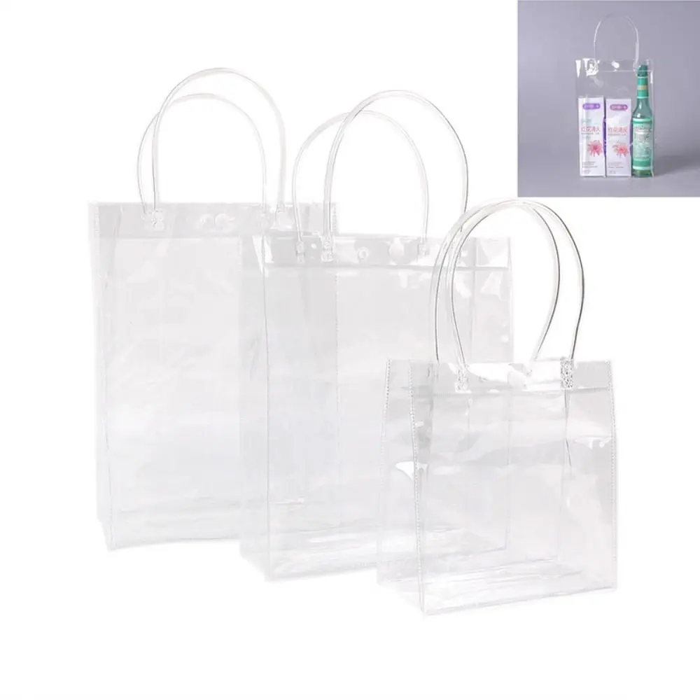 Clear Tote Bag Transparent Shopping Bags Shoulder Handbag PVC Waterproof Storage Bag for Gift Cosmetic Plastic Bags