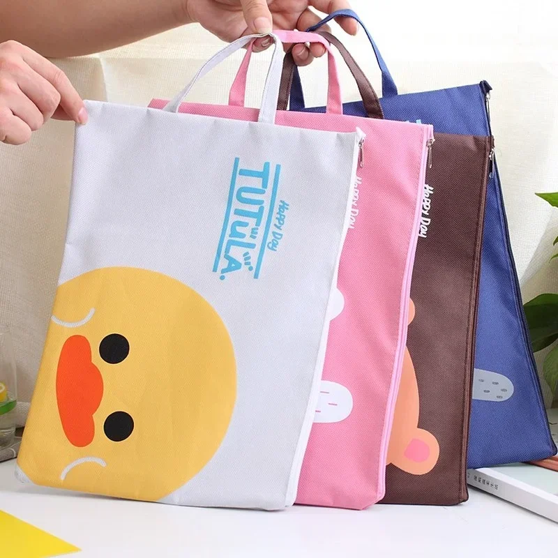 

1PC Cute Duck A4 Portable File Holder File Bag Zipper Storage Bag Kawaii Pencil Bag School Office Supplies Document Organizer