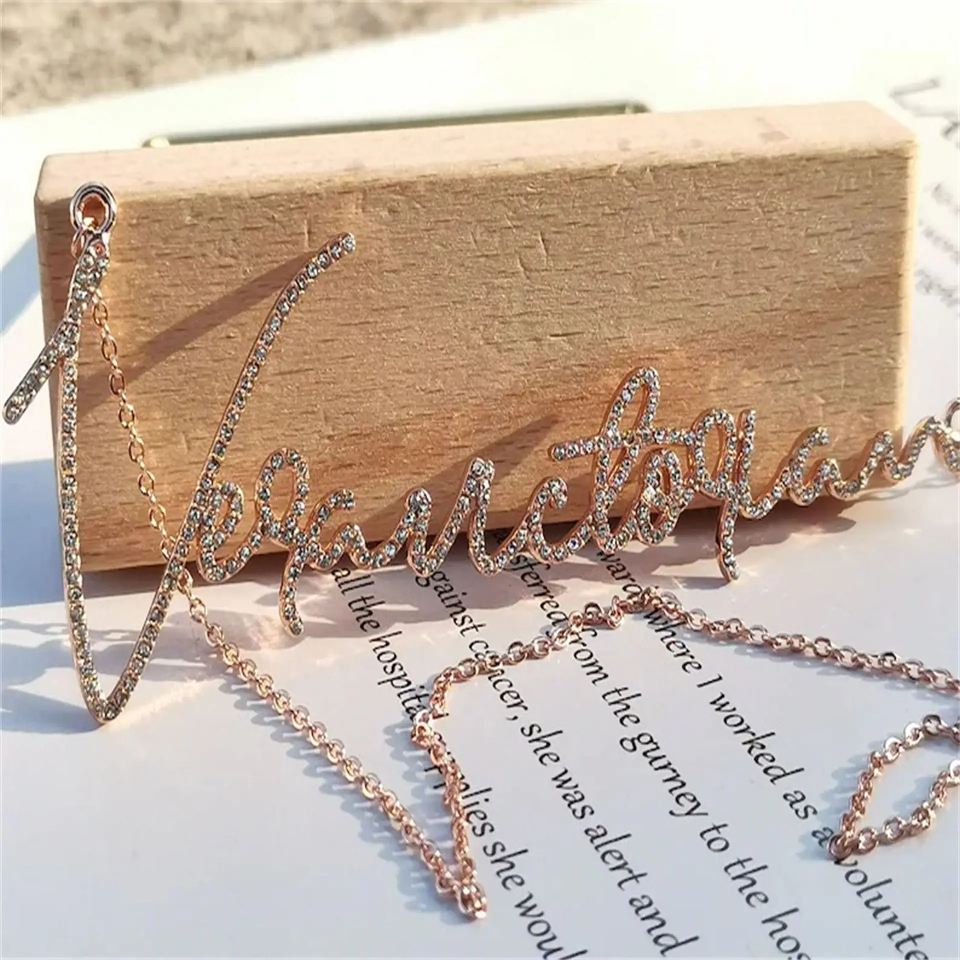 Custom Name Necklace Zirconia Initial Letters Necklaces Personalized Crystal Pendant Diamond Chain for Women Birthday’s Gift
