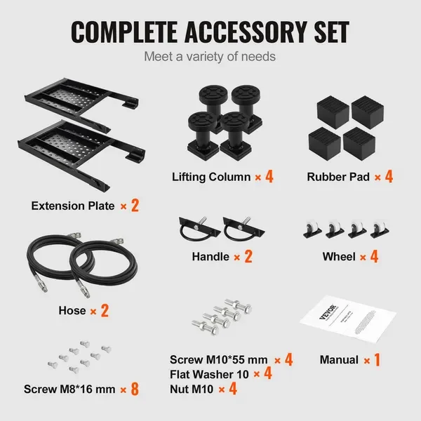 VEVOR Car Lift, 7,000 LBS Capacity Portable Car Lift, with Extended-Length Plates, 26.8' Max. Height, Heavy-duty Carbon Steel Tr