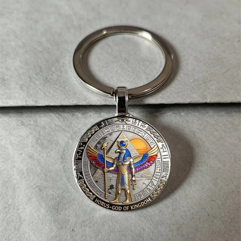 egyptian keychain Eye Keychain Metal Glass Horus Symbol Mythological Keyring Protective Amulet Car Backpack Spiritual Gift