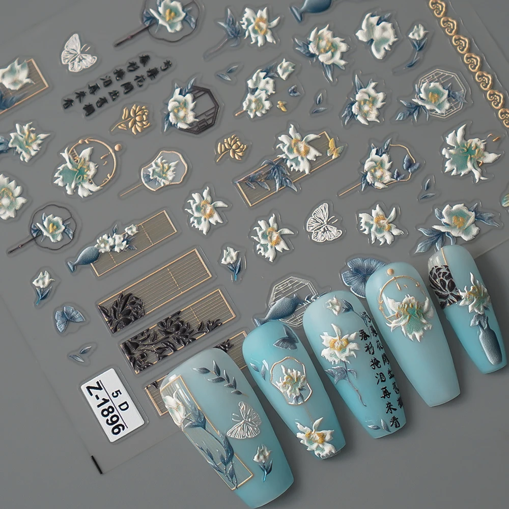 Adesivi per unghie in stile cinese Decorazioni per nail art alla moda Forniture per saloni di bellezza per la casa facili da applicare