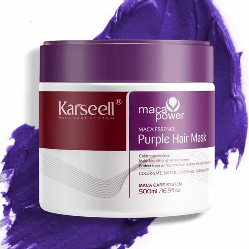 

Karseell Purple Hair Mask 16.90 fl.oz 500ml Professional Neutralizes Brass Yellow Tones For Blonde Silver Gray Highlighted Hair