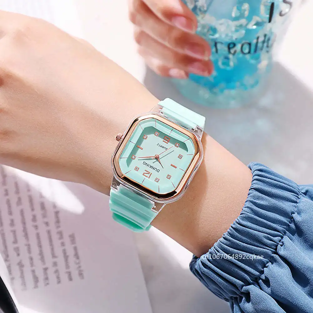 Women Watch Candy Colors Silicone Square Quartz Simple Sports Digital Watch Female Men\'s Fashion Watch Unisex Casual Wristwatch