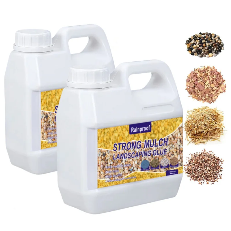 500/1000ML Mulch& Rock Glue & Gravel Binder Long-Lasting Mulch Glue for Landscaping Pea,Strong Stabilizer & Stone Glue Adhesive