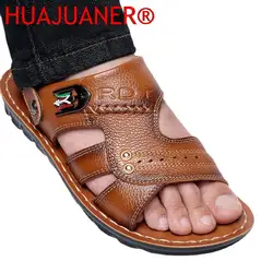 2023 Genuine Leather Men Sandals Male Summer Shoes Outdoor Casual Sandals Cowhide  Beach Shoes Two Uses Men's Sandals