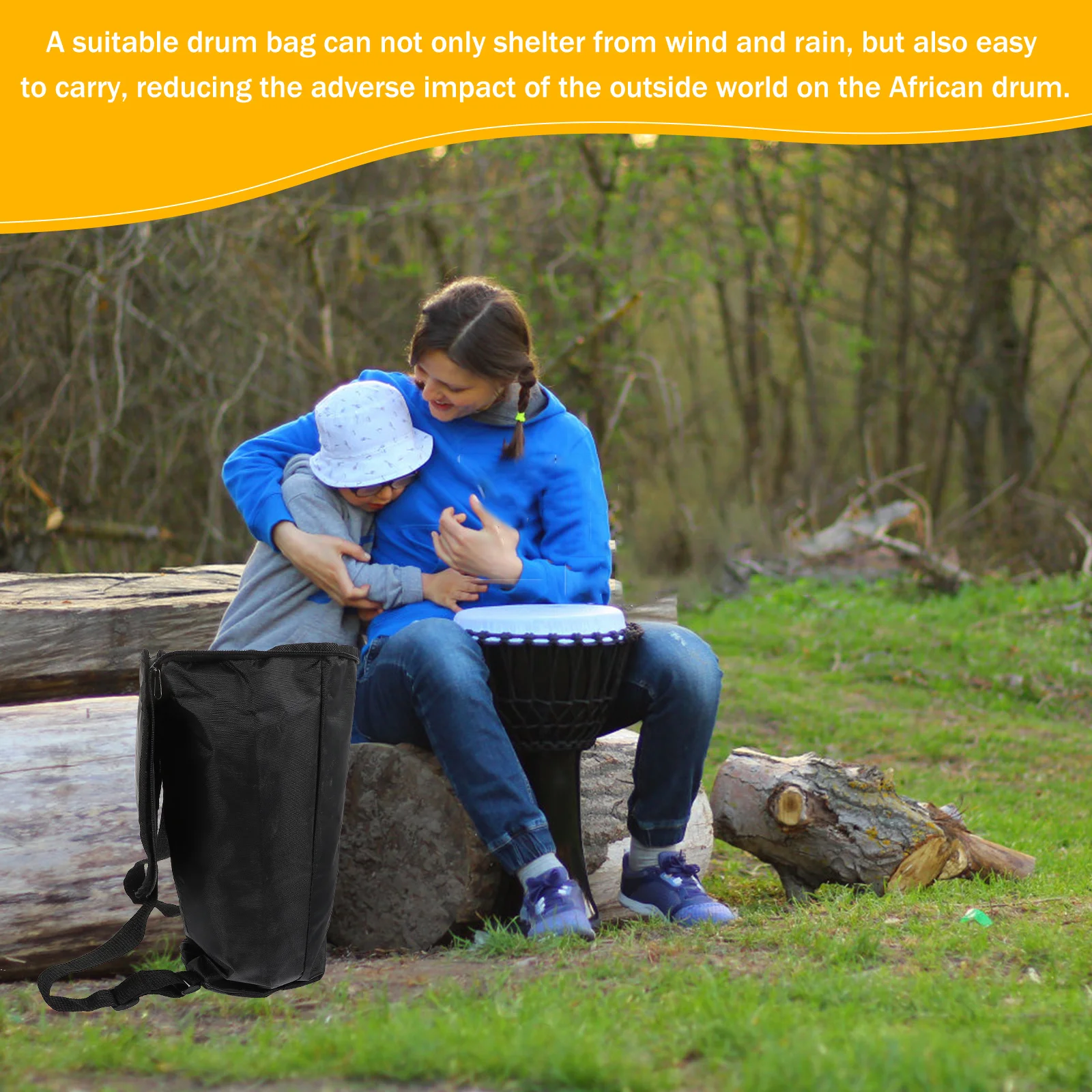 

1Pcs Waterproof African Drum Bag Black Oxford Cloth Large Capacity Music Instrument Storage Waterproof African Drum Bag