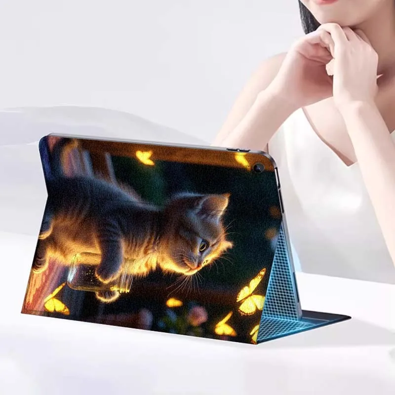 เคสแท็บเล็ตลายผีเสื้อ ดอกไม้ แมว สำหรับ Samsung Galaxy Tab A7 A8 A9 A11 S6 S11 10.1 10.4 10.5 นิ้ว Lite Plus