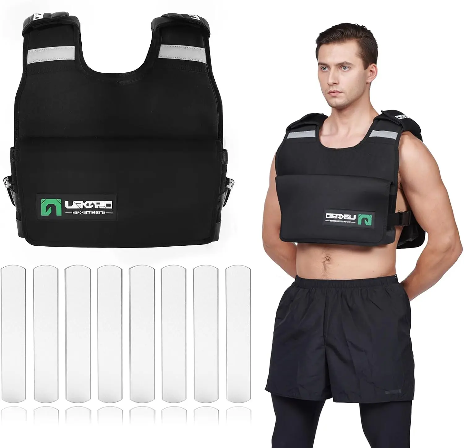 Adjustable Weighted Vest, 44lb Fitness Weights Vests for Men and Women, Includes 96 Steel Plates, for Training, Fitness, Running