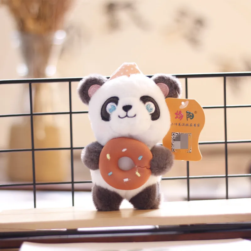 12cm Cartoon Cute Little Panda Plush Toys Kawaii Soft Stuffed Animals Plush Keychain Pendant Kids Backpack Hanging Doll