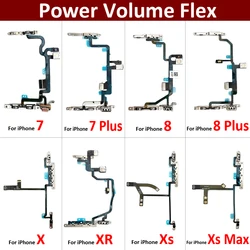 New Power On Off Flex For iPhone 7 7G 8 8G Plus X XR XS Max Volume Up Down Side Button Key Ribbon Flex Cable With Metal