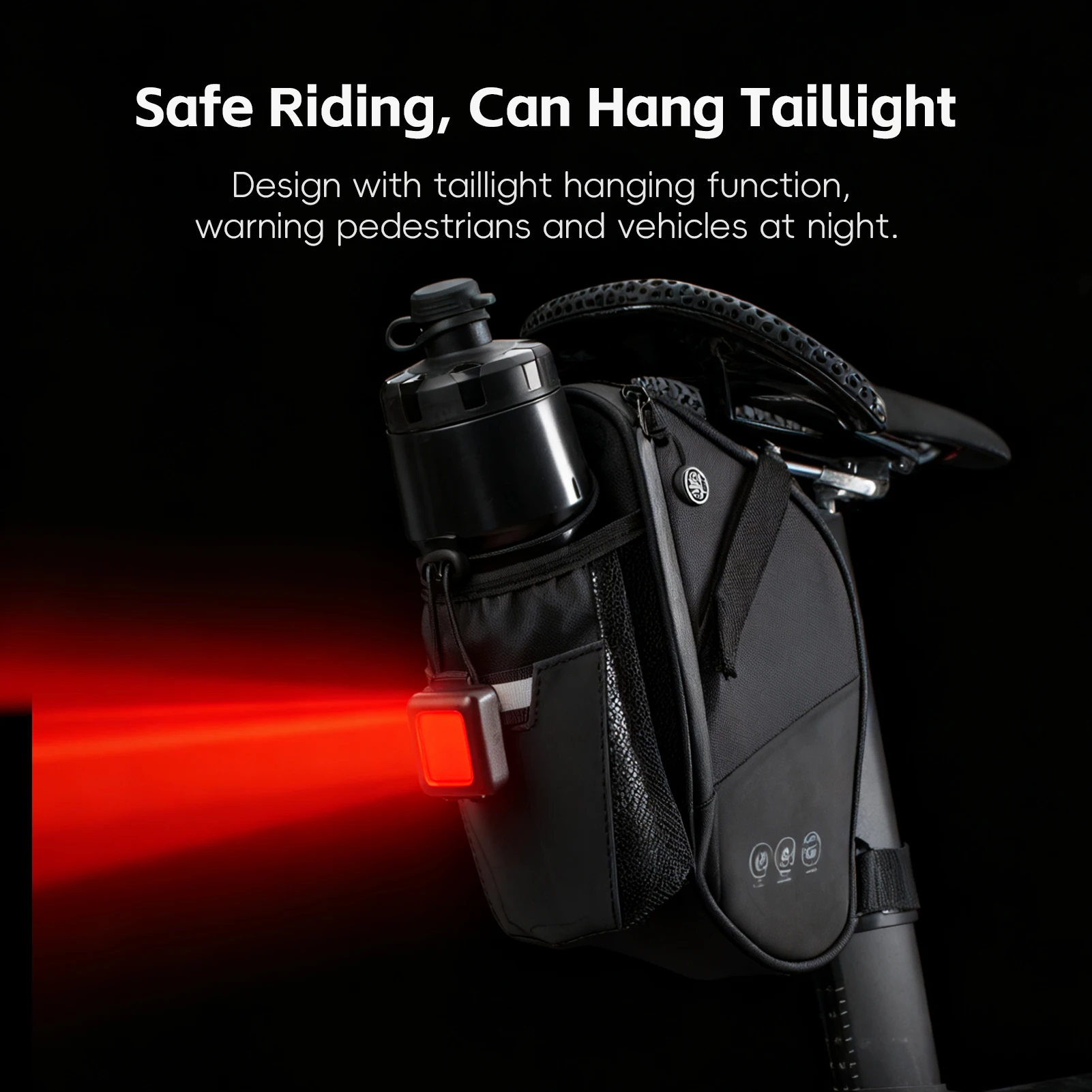 

OFFBONDAGE Bike Seat Bag with Water Bottle Holder Bag Waterproof Reflective 2L Bicycle Saddle Bag Storage mtb Bike Tail Bag