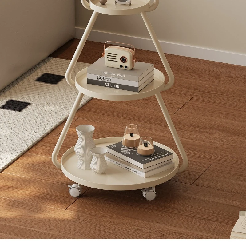 

Creative French side table simple modern sofa coffee table cream style living room movable high-end circular shelf