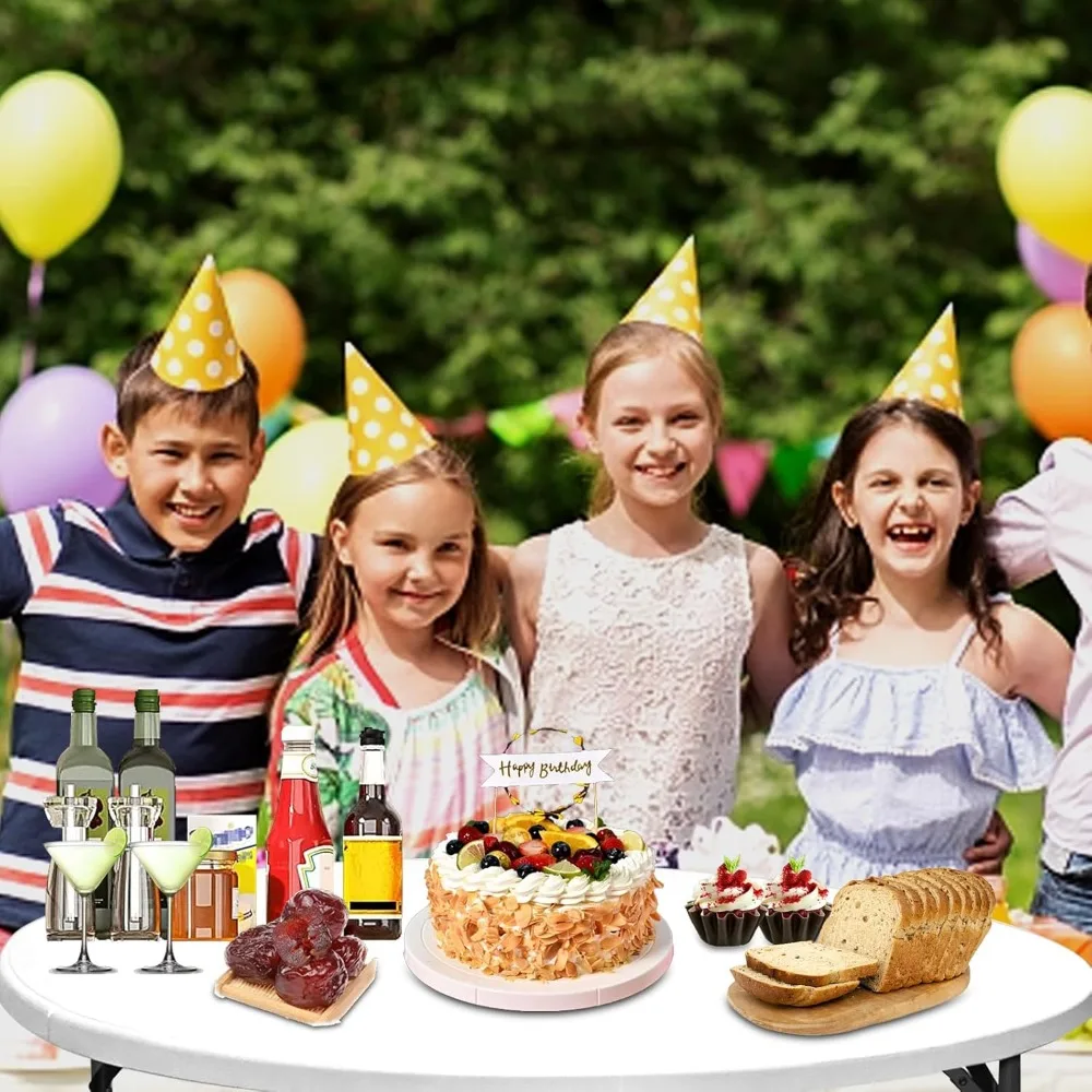 Mesa redonda dobrável resistente de 54 polegadas com design meio dobrável para armazenamento e portabilidade compacta, perfeita para funções e reunião