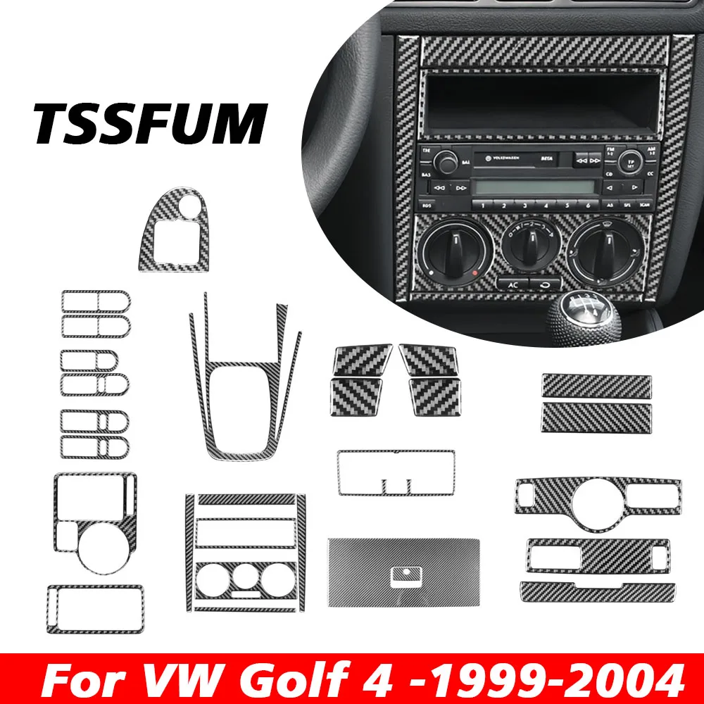 Newest Car Interior ABS Carbon Fiber Car Sticker Center Control Gear Shift Panel Cover for VW GOLF 4 MK4 1999-2004 Accessories