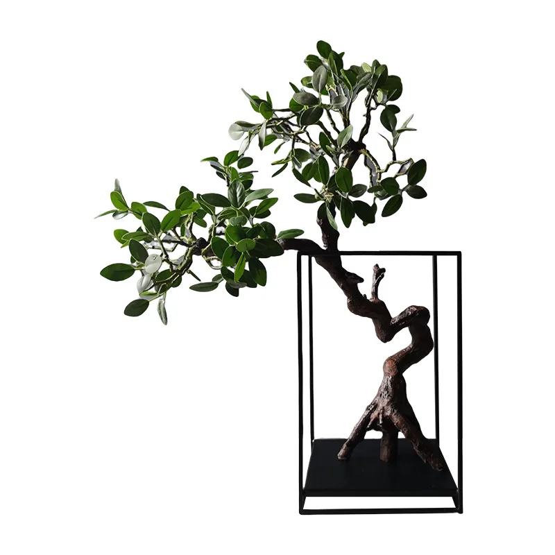 Creative landing simulation welcome pine bonsai new Chinese entrance welcome pine ornament home decoration living room crafts