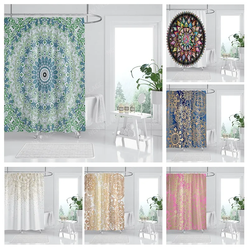 Mandala Waterproof fabric shower curtains Bathroom curtain accessories Bath curtain 180x200cm 240*200cm boho decoration vintage