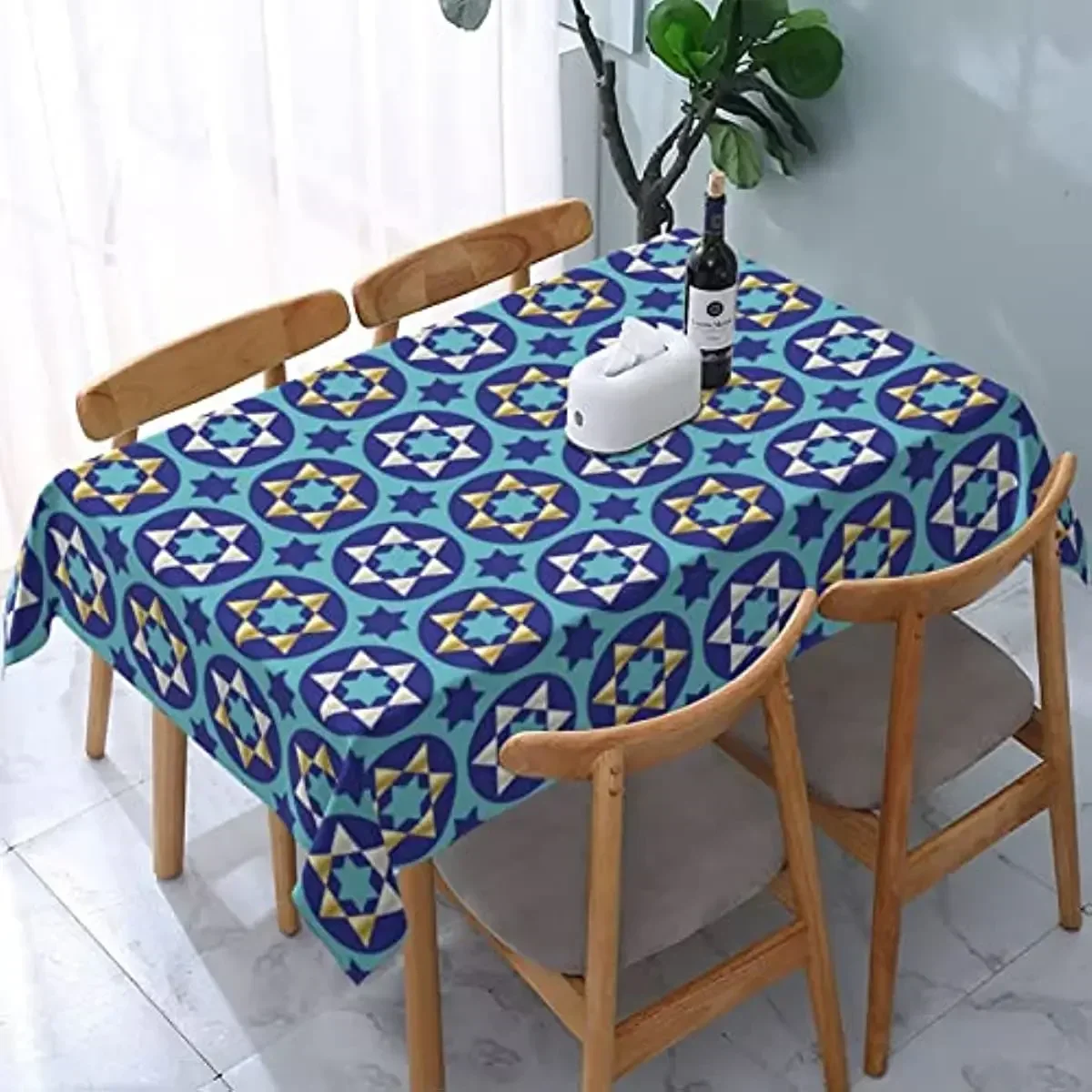 Happy Traditional Jewish Passover Tablecloth Rectangle Table Cloth Indoor Outdoor Party Decor GCYF002