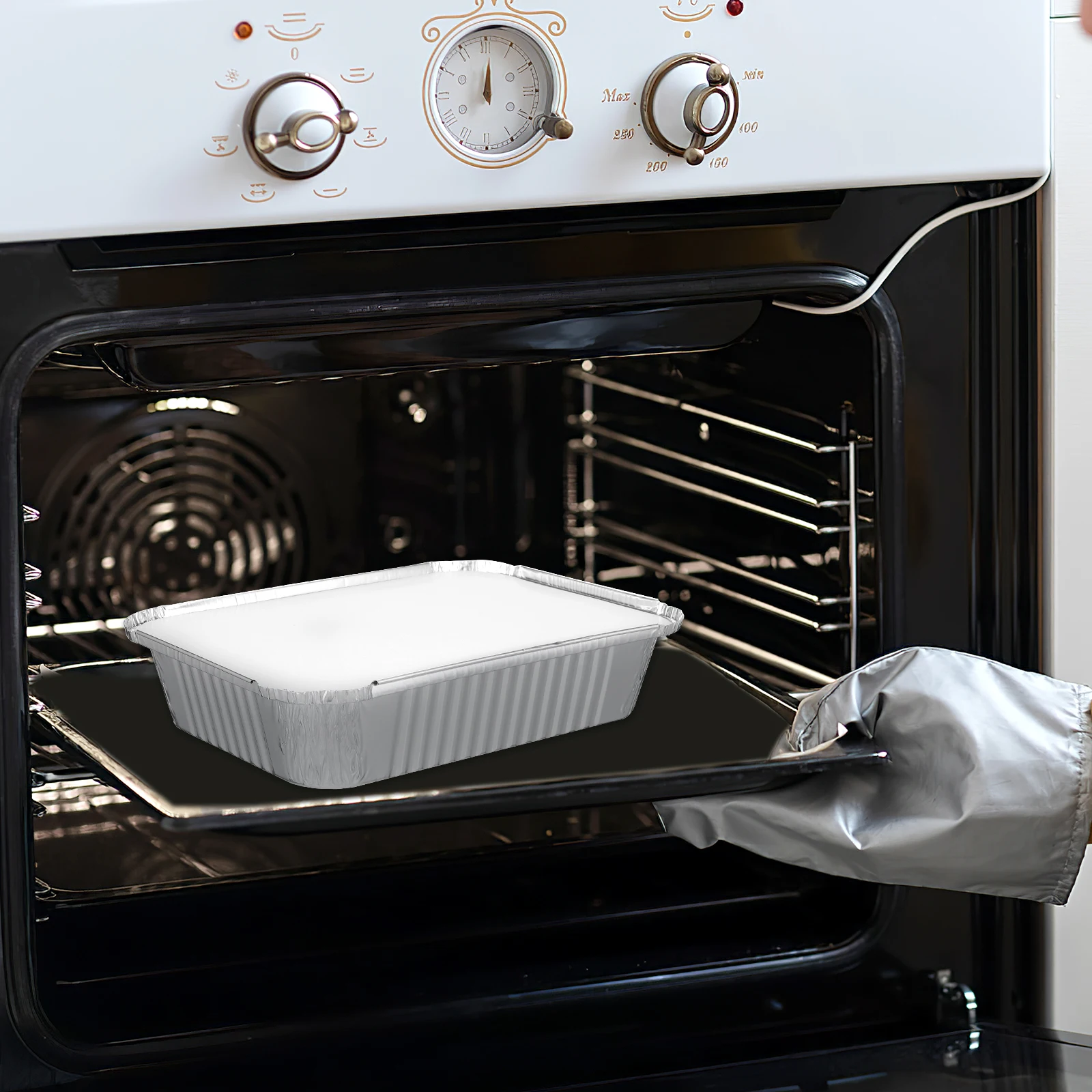 

20 Pcs Aluminum Foil Trays Lids 1550ML Large Capacity Disposable Oven Tray Thick Material Perfect for Baking Grilling Parties