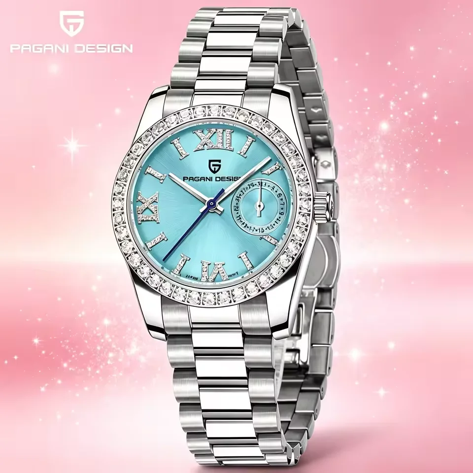 PAGANI DESIGN Original 32 MM Women's Quartz Watch VH65 Sapphire Stainless Steel Fashion Diamond Set Dial Watch for Women Gift