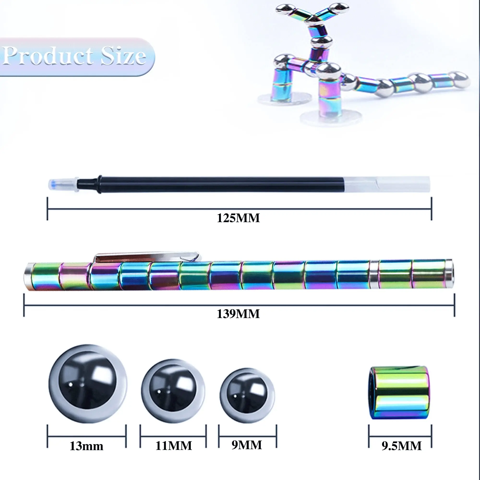 Toy Magnet Gel Pen, Magnetic Polar Pen, Magnet Gel Pen, Toy Pen, Multifunctional Deformable Magnet Writing Pen, Gift for Kids or