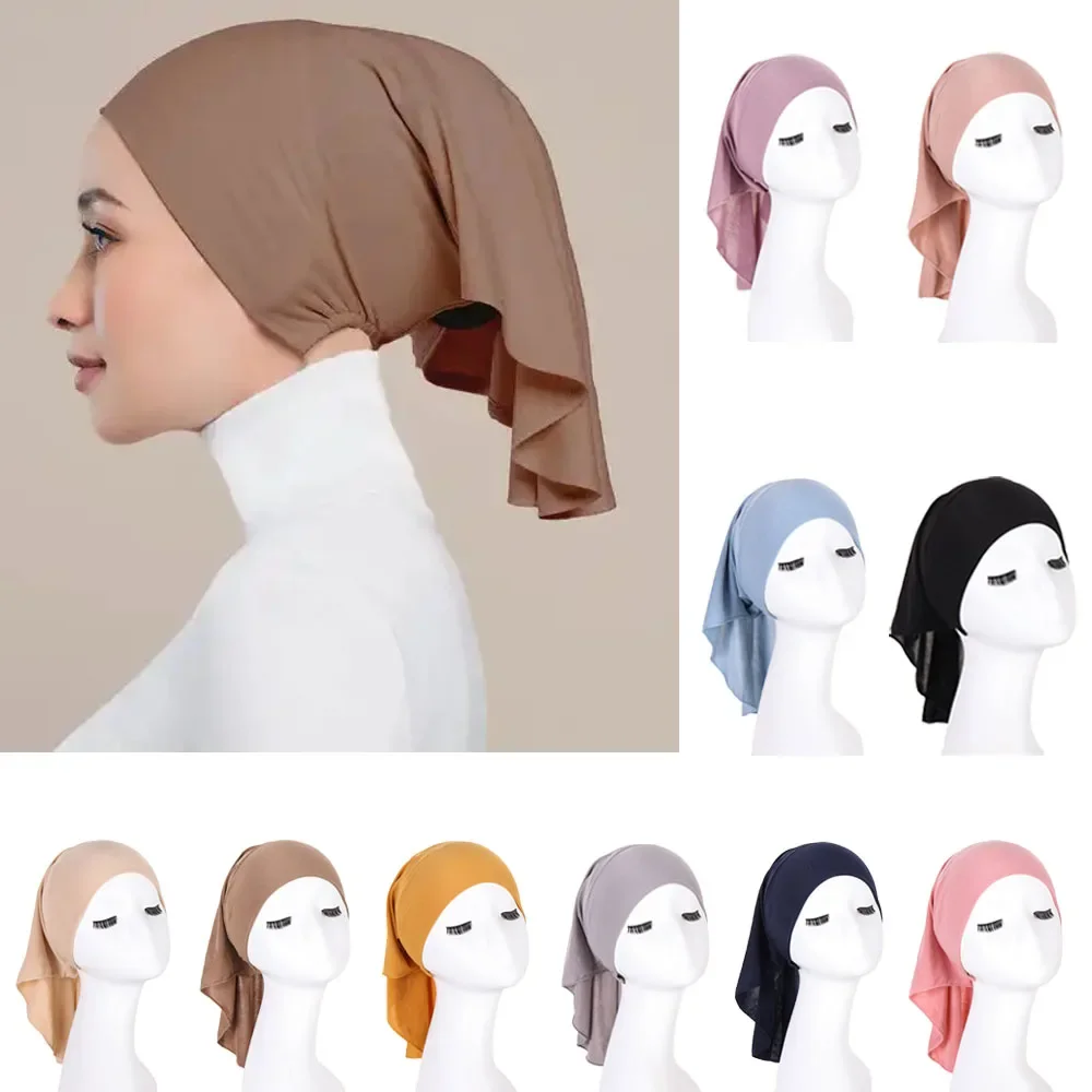 Hijab intérieur musulman pour femme, casquettes turban commandées, bonnet sous-écharpe islamique solide, bandeau de sauna, châles instantanés, nouveau chapeau