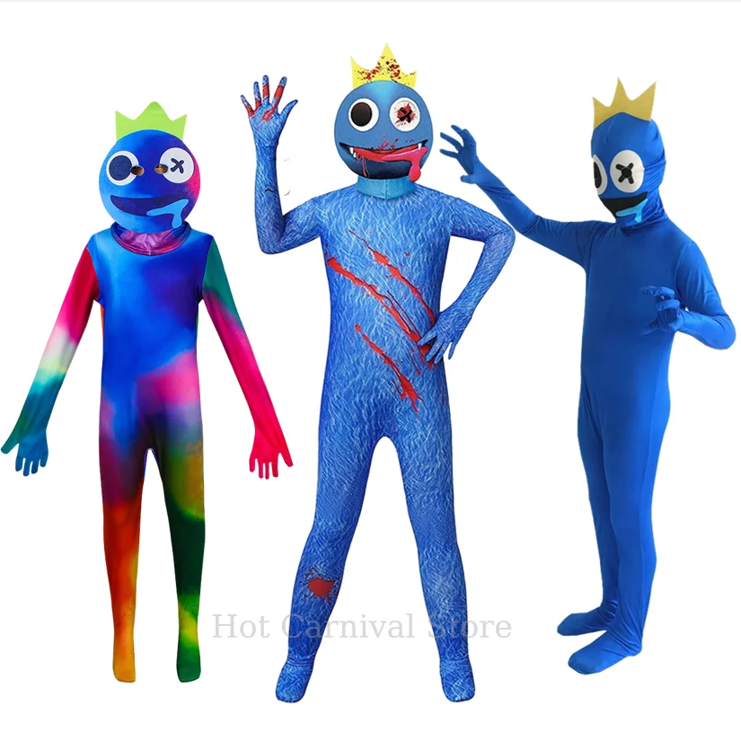 

2025Halloween Adult Kids Blue Monster Wiki Cosplay Canival R-Rainbow Friends Costume Horror Game Jumpsuit Birthday Party Costume