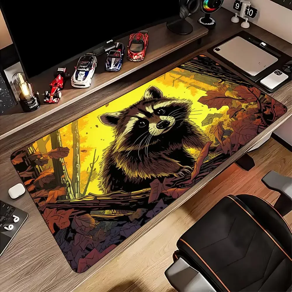 Fantasy Raccoon illustration Mouse Pad Desk Mat gaming mats rubber anti-slip Durable pc accessories keypad Extended mouse pads