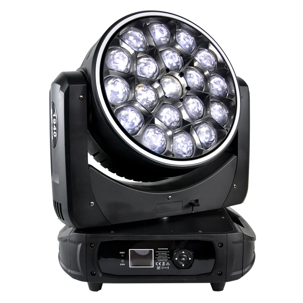 19x40W RGBW LED Moving Head Bee Eye Wash Licht mit motorisiertem Zoom Professionelles DJ-Bühnenlicht mit Halo RGB 3IN1