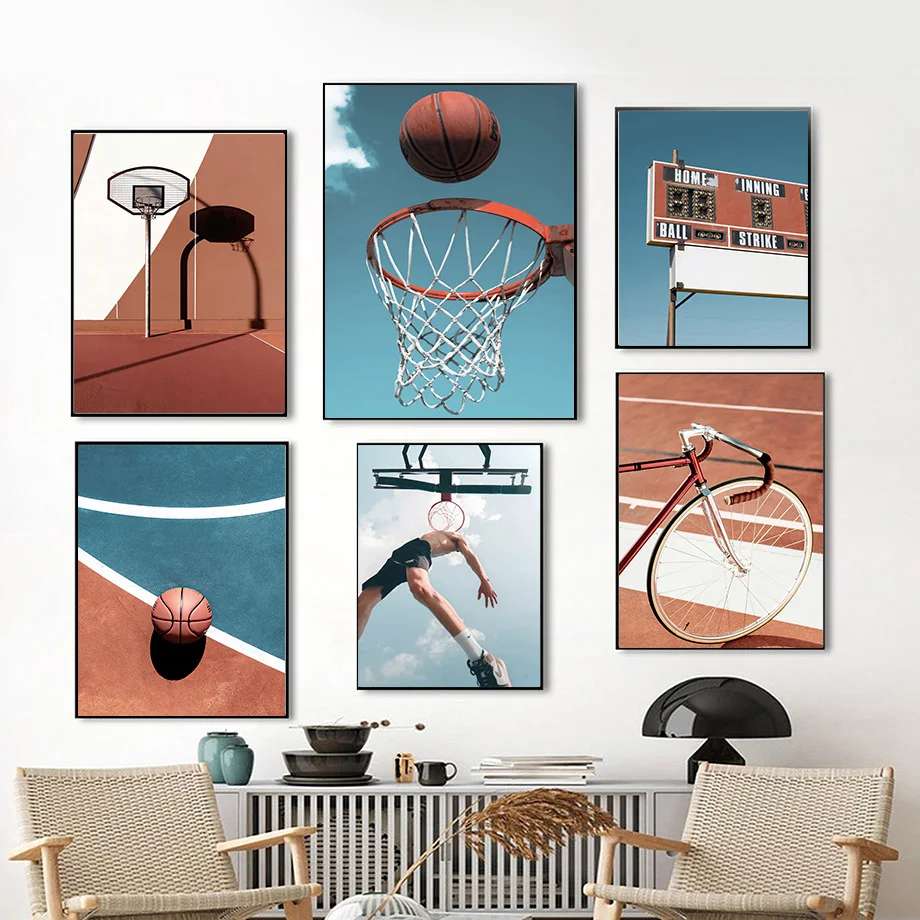 Basketball Court Sports Fitness Posters and Prints Wall Art Canvas Painting Nordic Murals Youth Room Stadium Decoration Pictures