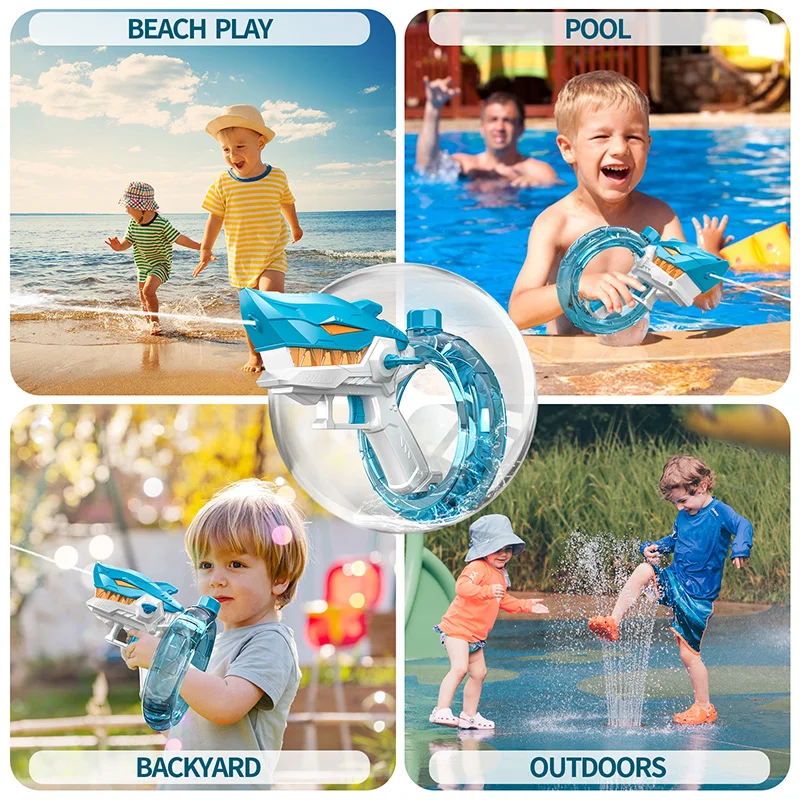 2025New Vollautomatische Kontinuierliche Feuer Watergun Sommer Wasser Gaming Spielzeug Shark Elektrische Wasser Pistole Große Kapazität Wasser Spritzpistole