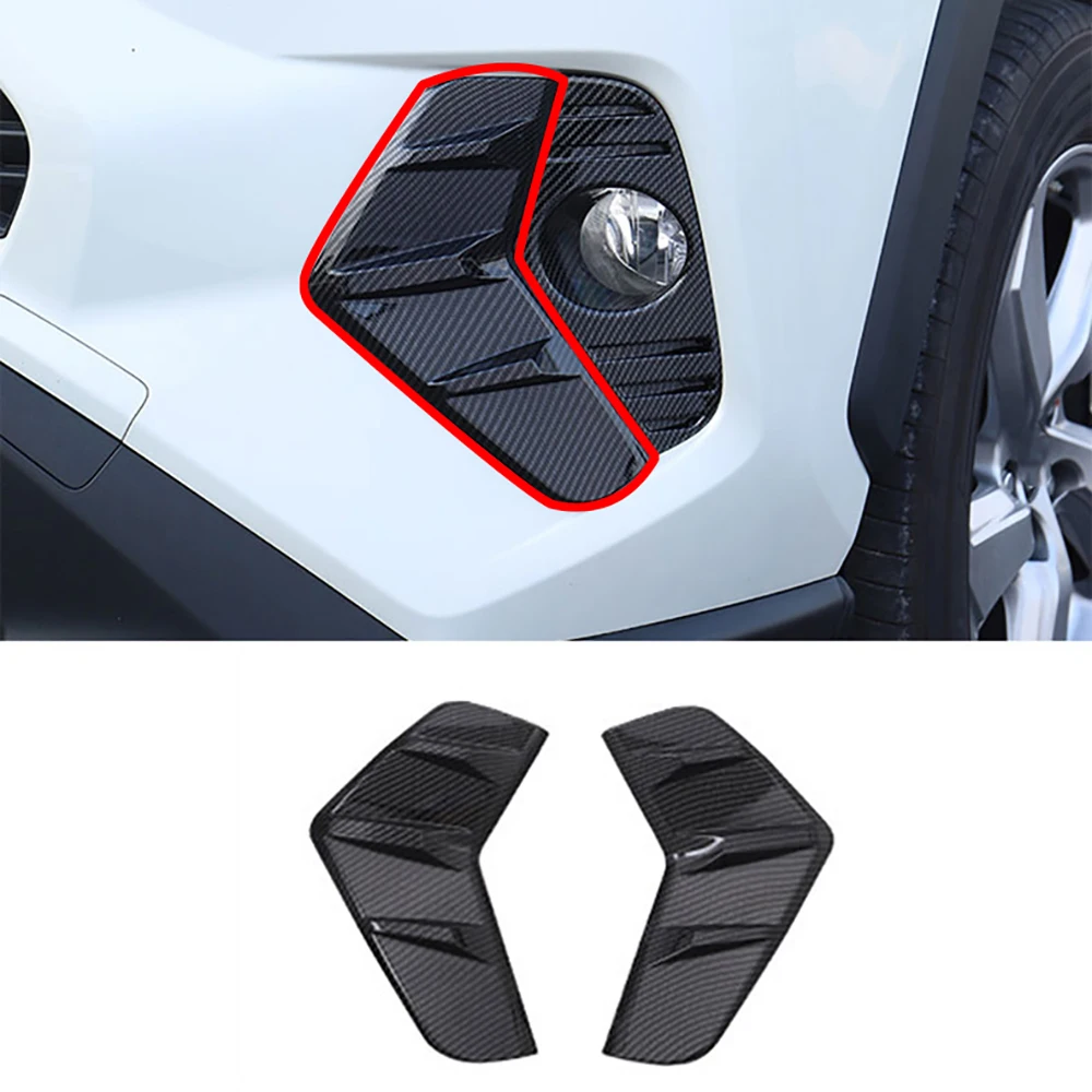 

Chrome Carbon Fiber Front Fog Light Eyelid Cover Trim for Toyota RAV4 2019-2022