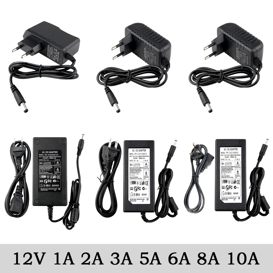 

Преобразователь AC100V-240V в DC12V 24V, универсальный адаптер питания 5,5*2,5-2,1 мм, адаптер питания для вилки ЕС, США, Великобритании, Австралии, зарядное устройство для светодиодной ленты