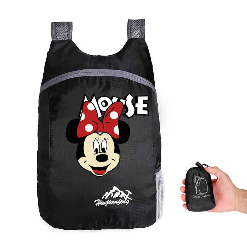 Disney Mickey Mouse tas Hiking, tas ransel portabel anti air dapat dilipat ultra ringan untuk perjalanan Wanita Pria