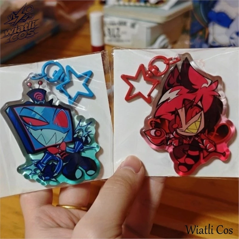 Image of Wiatli Alastor ACG Stand Re-Creation Hazzbin Anime Zubehör Golden Star Schlüsselanhänger Alastor Ohren Metall-Pin Sammlerstück Accessoire