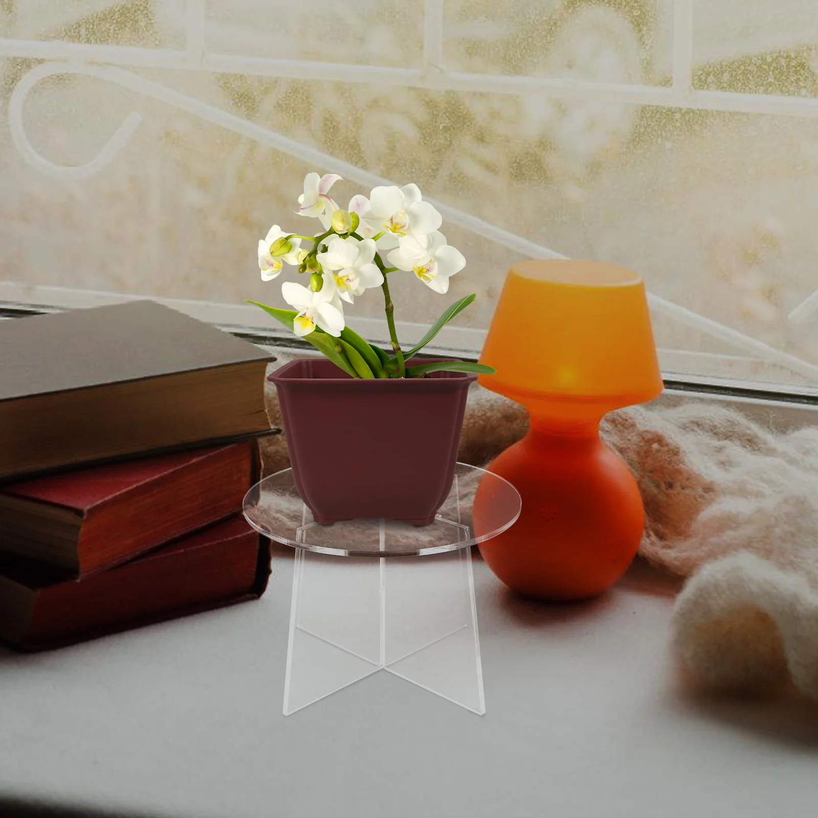 

1pcs Acrylic Plant Stand Modern Flowerpot Holder Space-Saving Table Top Display Rack Small Plant Storage Shelf Smooth Easy