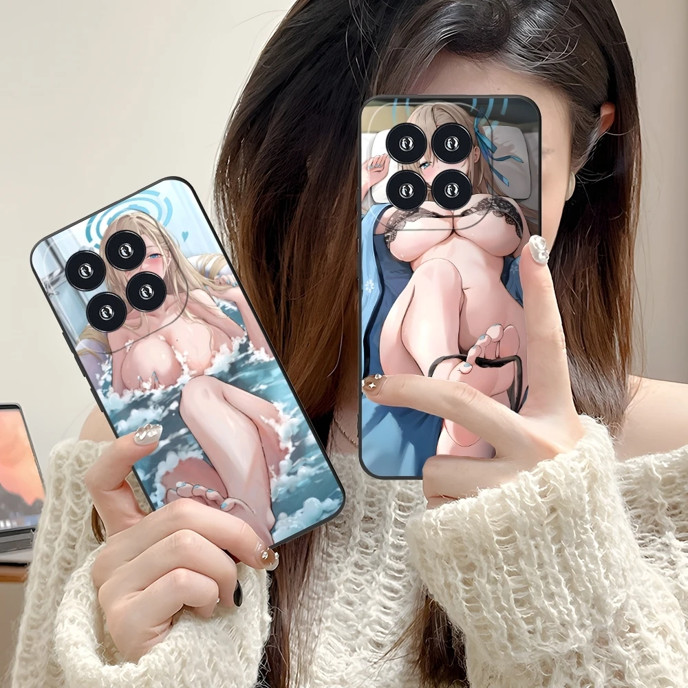 Blue Archive Asuna Sexy Hentai Phone Case for Xiaomi 14 13 12 11 10 9 T Ultra Lite Pro S SE X 5G Black Soft Phone Cover Shell