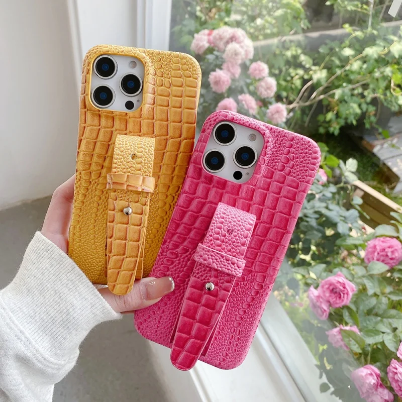 

Luxury Crocodile Belt watchband Phone Case for iPhone 13 14 15 16 Pro Max 13pro 14pro 16pro leash PU Leather back Cover