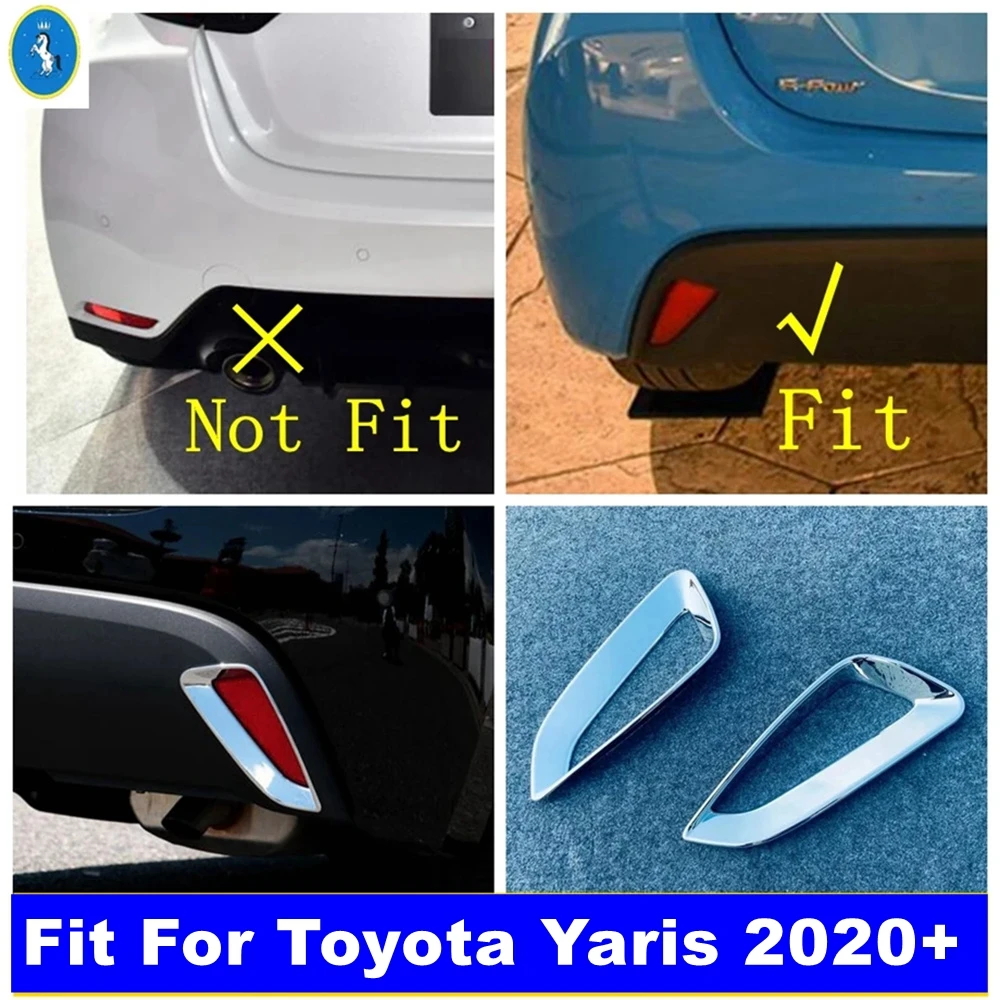 

Rear Fog Bumper Lights Lamps Frame Decor Cover Trim Fit For Toyota Yaris 2020 2021 ABS Chrome Car Accessories Exterior Refit Kit