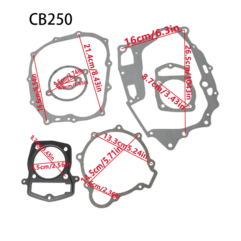 Motorcycle Water Cooled Engine Piston Gasket For CB250 LONCIN ZONGSHEN 250 250cc  ATV Quad Dirt PIT Bike CB250 Paper Pad