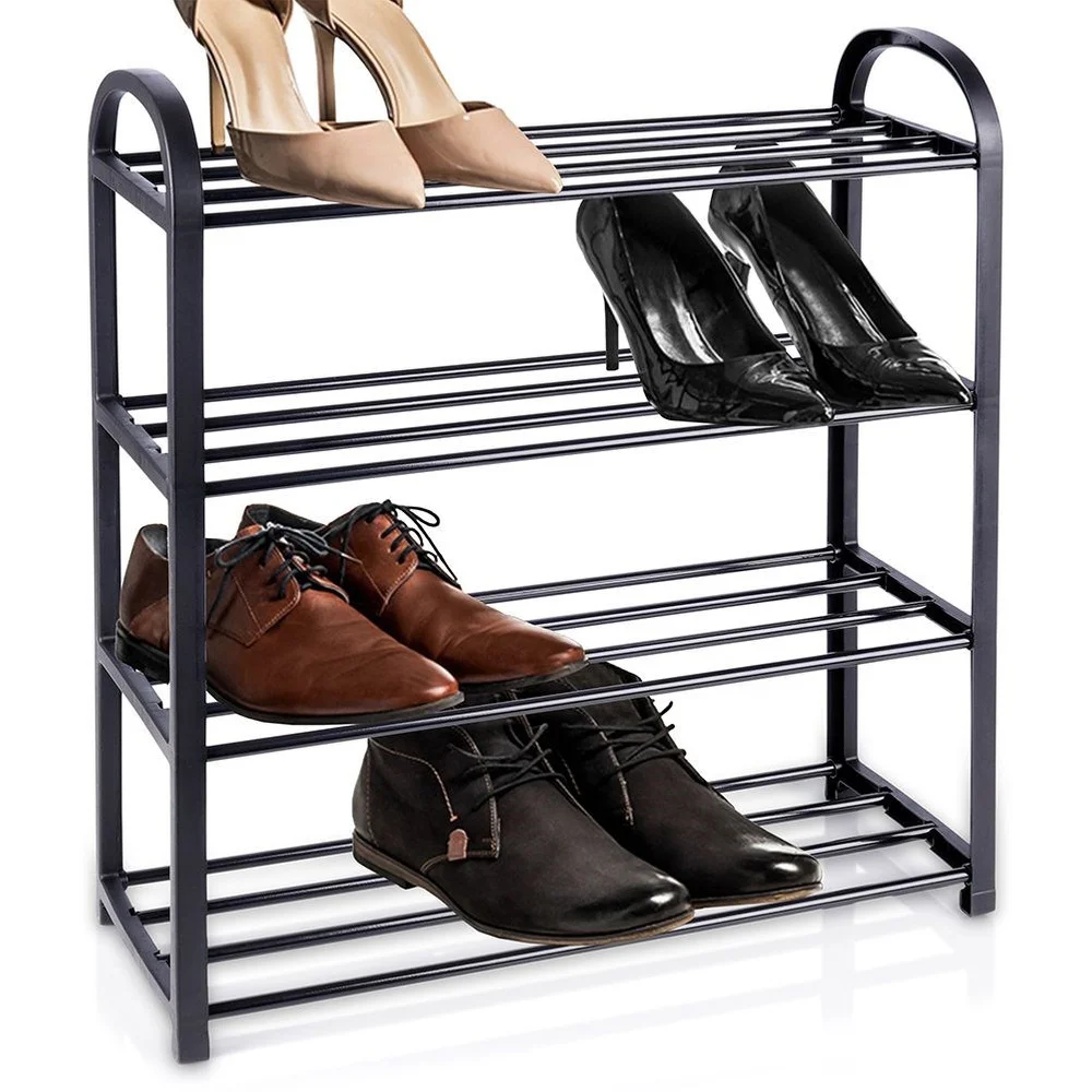 Armario Zapatero de Metal negro, 4 niveles, 49,5x18,5x56,5 cm