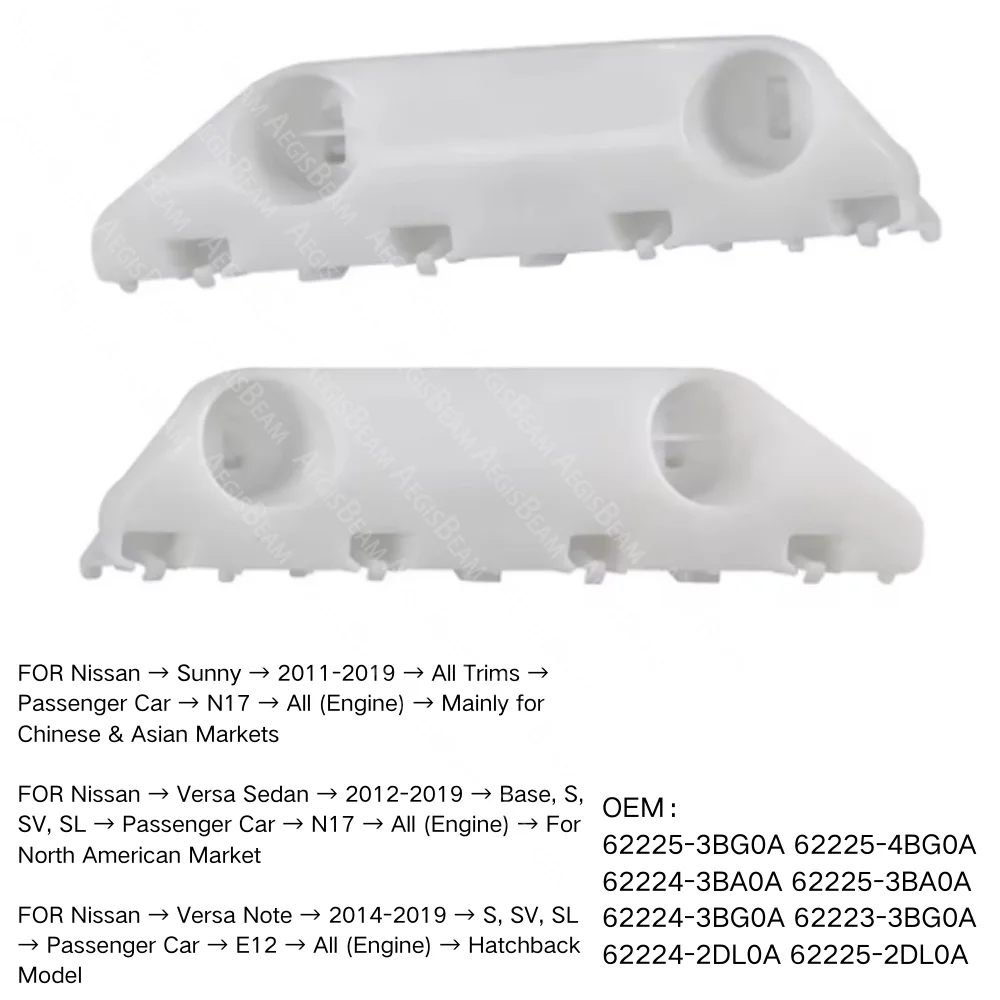

Front Bumper Retainer Bracket Spacer Support FOR Nissan Versa Sedan Versa Sedan Versa Note N17 2011-2019 62225-3BG0A 62225-4BG0A
