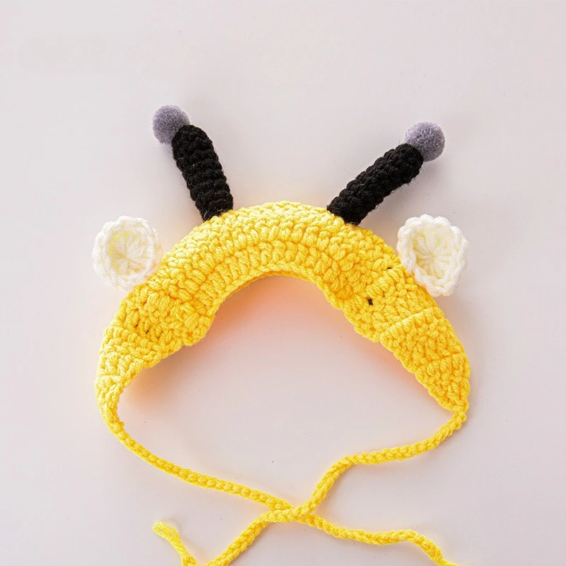 Dog Cute Cross-dressing Pet Hat Cat Headdress Hand-knitted Dog Hat Elastic Warm Autumn and Winter Pet Accessories