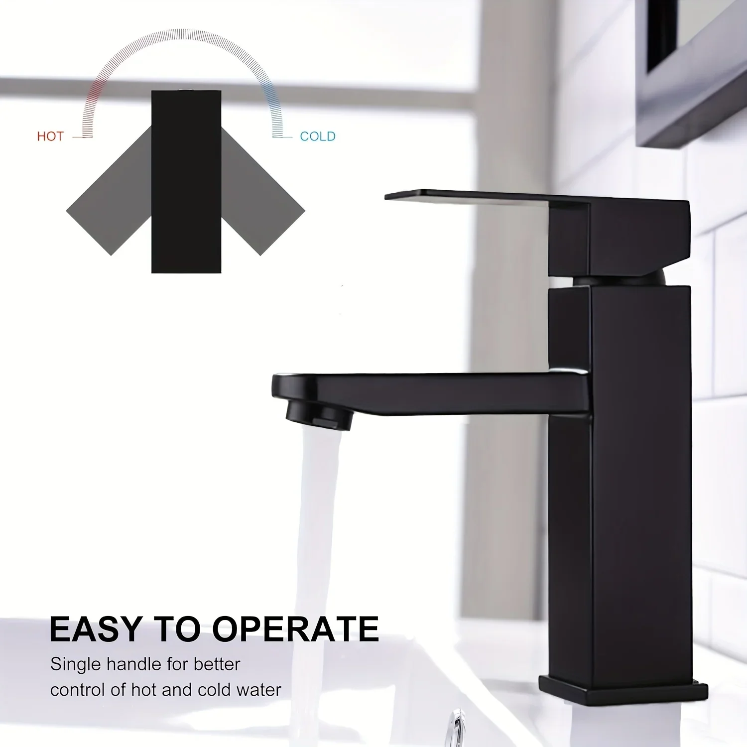 

Смеситель для горячей/холодной воды из нержавеющей стали, комплект для быстрой установки раковины, современный смеситель для ванной комнаты с одним отверстием и трубками 2x80 см,