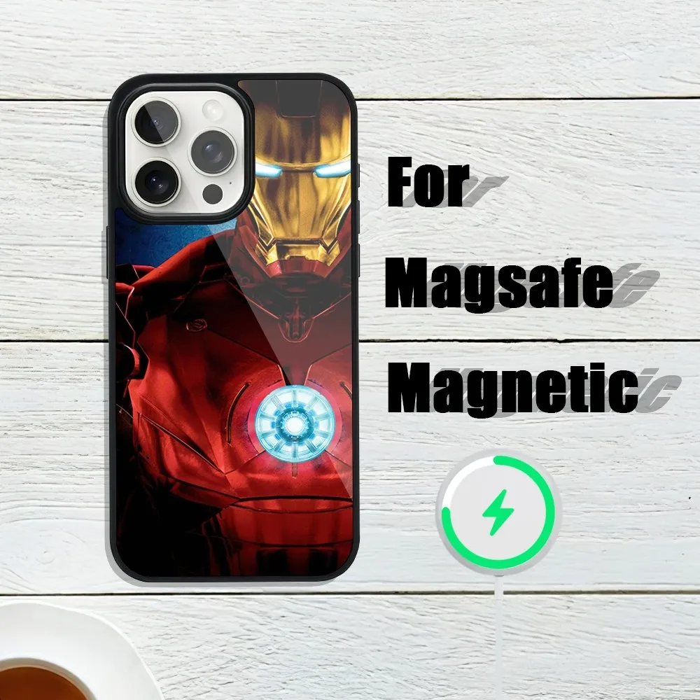 Movie I-Iron M-Man Cool Phone Case For iphone 13 Plus 12 14 Mini 11 Max 15 Pro Magsafe Magnetic Wireless Charging Shell