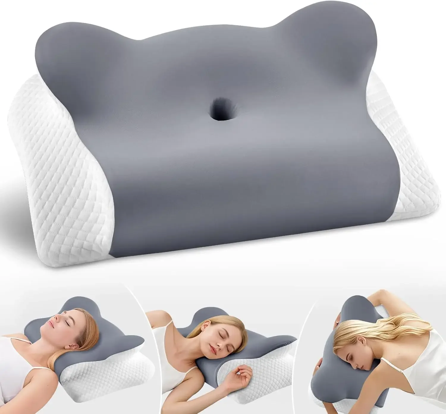 

Cervical Neck Pillow for Sleeping, Ergonomic Side Sleeper Pillow for Neck Support, Memory Foam Pillow for Back Stomach Sleepers