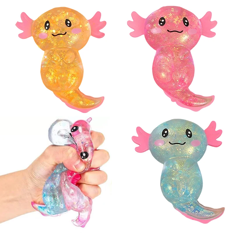 Bunter Salamander Squishy Stressball Wiederverwendbarer Spaß-Quetschball Weicher Entspannungsball für Zuhause und Büro Geschenke